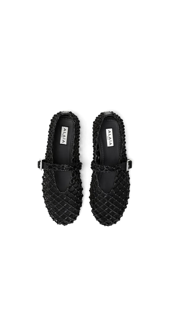 BALLERINES EN CUIR TRESSÉ