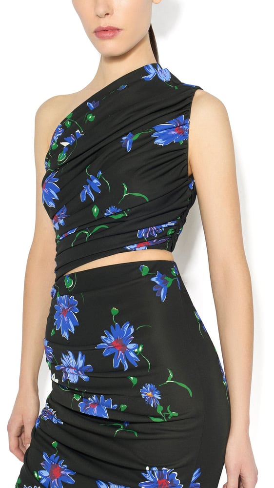 ROBE ASYMÉTRIQUE À IMPRIMÉS