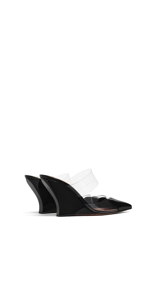 MULES COMPENSÉES LE CŒUR EN CUIR VERNI