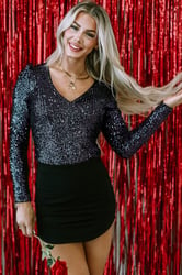 V Neck Zipped Bodysuit