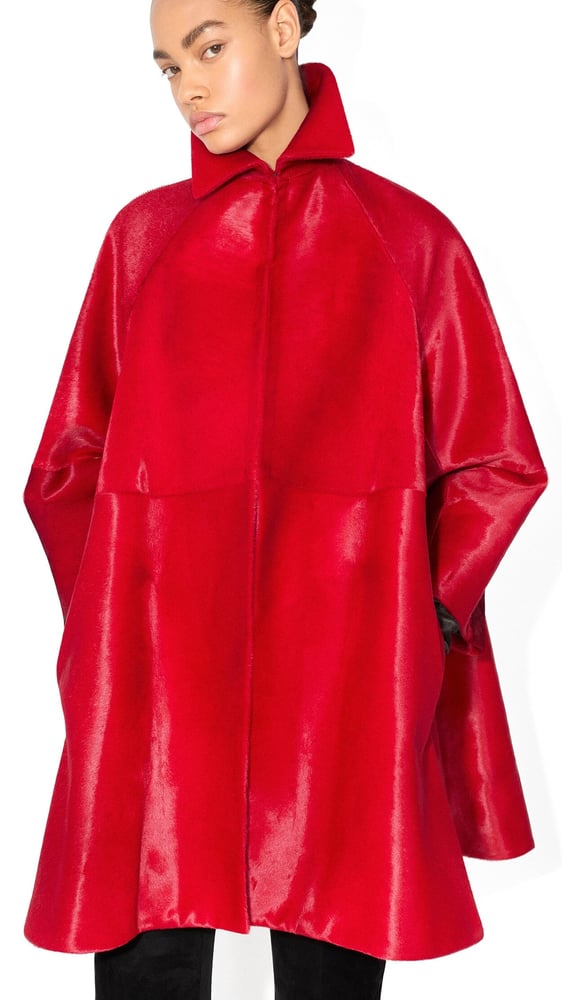 MANTEAU TRAPÈZE EN CUIR PONY