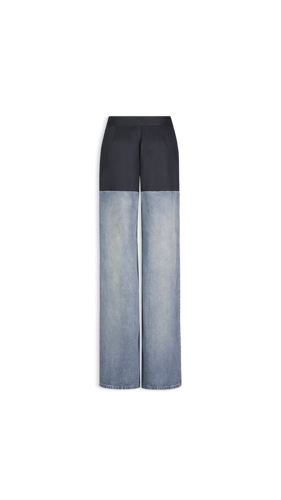 PANTALON BI-MATIÈRE EN DENIM