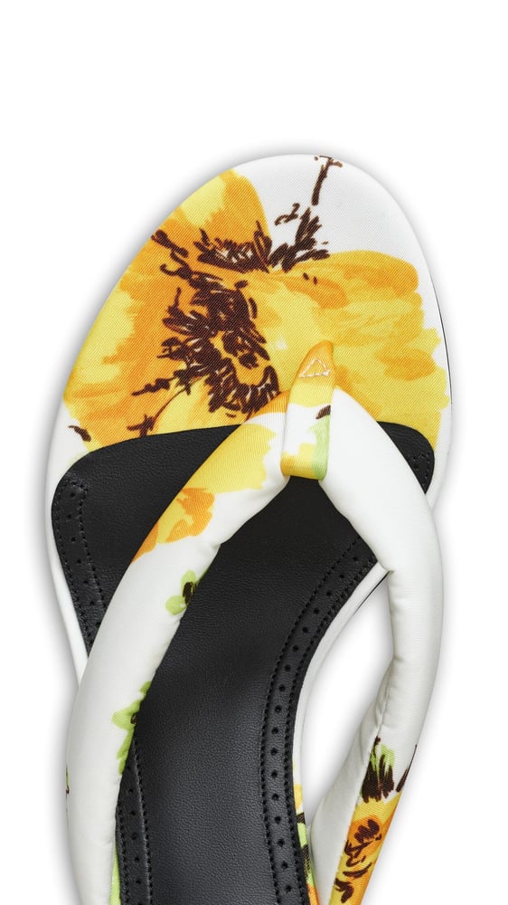 MULES TONG À TALON MOTIF FLORAL