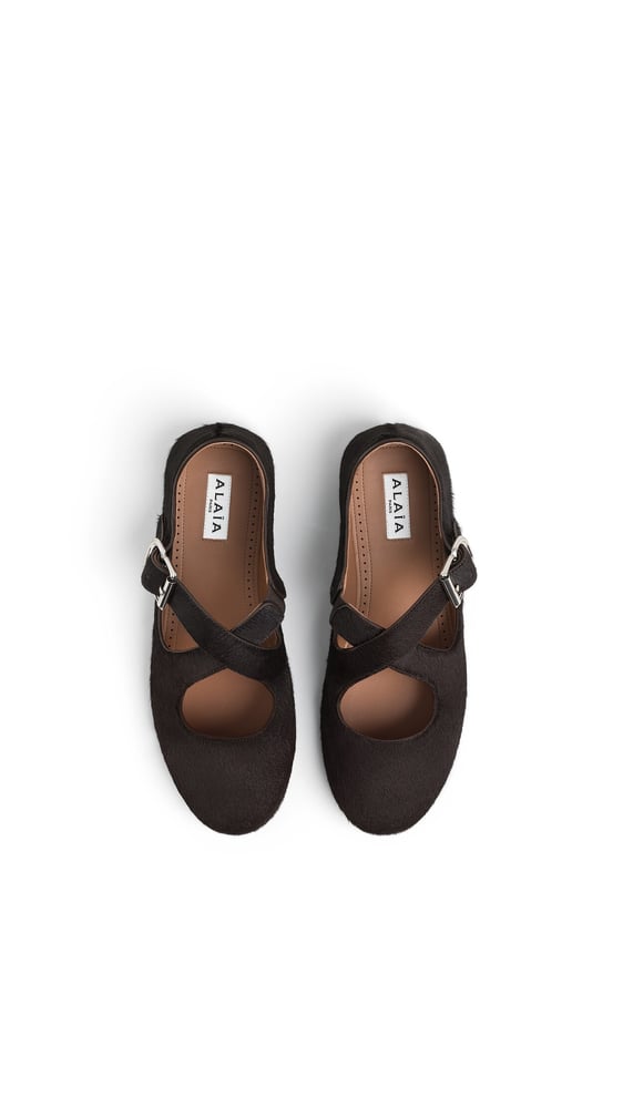 BALLERINES CRISS CROSS EN CUIR PONY