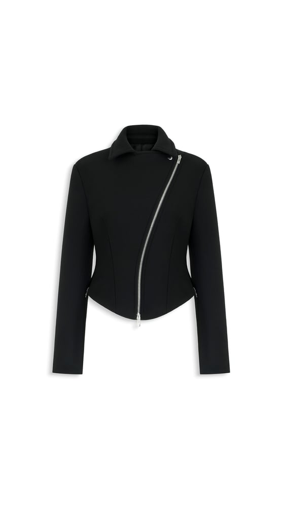 VESTE BIKER EN LAINE DOUBLE-FACE