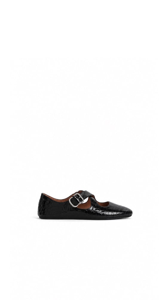 BALLERINES CRISS CROSS EN CUIR EMBOSSÉ CROCODILE
