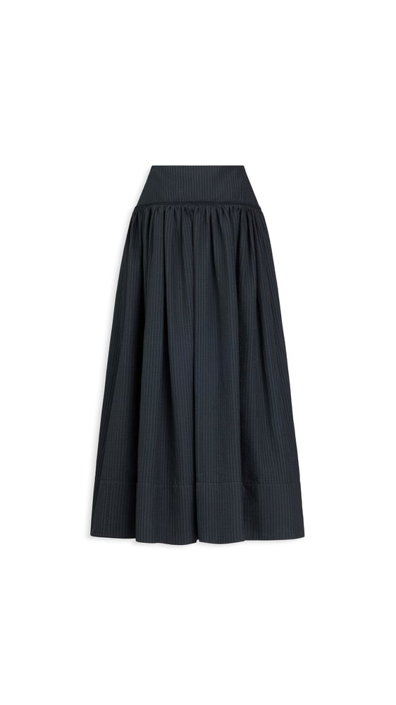 JUPE TRAPEZE EN COTON AJOURÉ