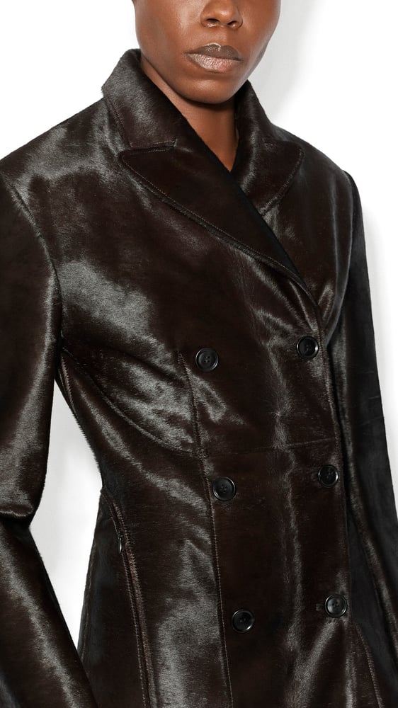 MANTEAU TAILLEUR EN CUIR PONY