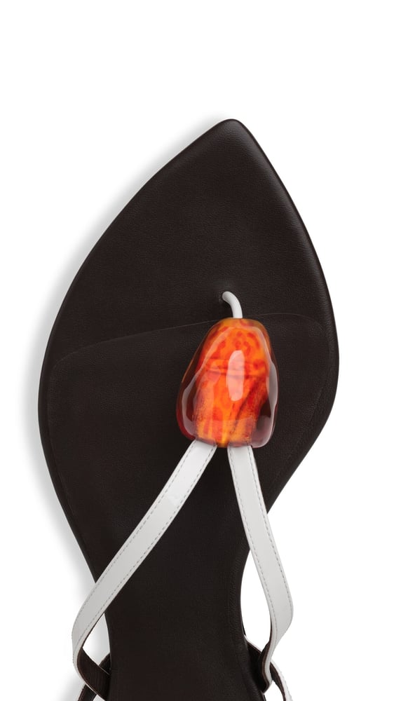 SANDALES TONG BIJOU EN CUIR VERNI