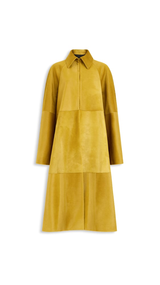 MANTEAU TRAPÈZE LONG EN CUIR PONY