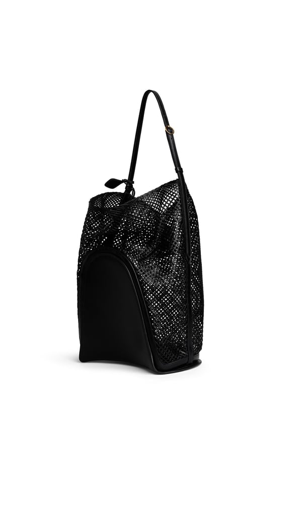 SAC HIP BUCKET LARGE EN CUIR TRESSÉ