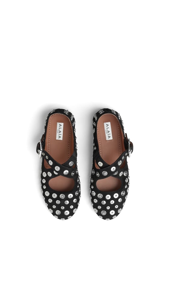 BALLERINES CRISS CROSS EN SUÈDE ET RIVETS