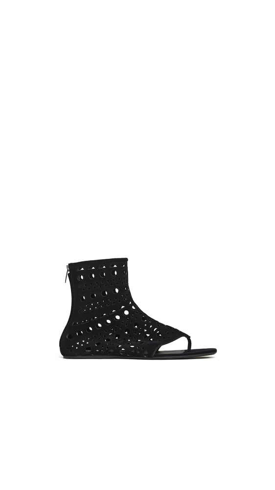 SANDALES TONG VIENNE MONTANTES EN CUIR VELOURS