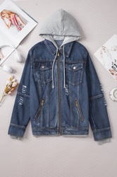Hooded Zip-Up Denim Jacket