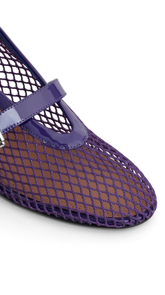 MARY JANES EN RÉSILLE ET CUIR VERNI