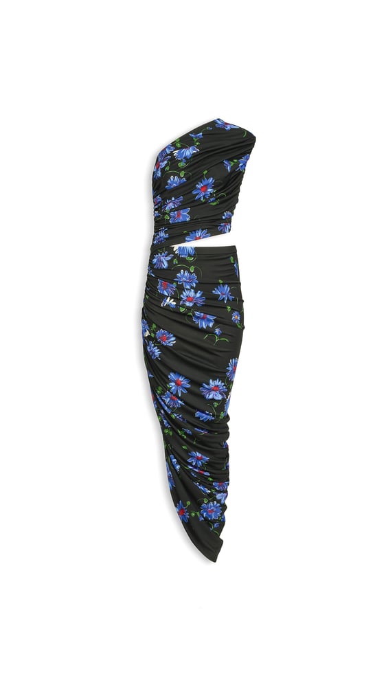 ROBE ASYMÉTRIQUE À IMPRIMÉS