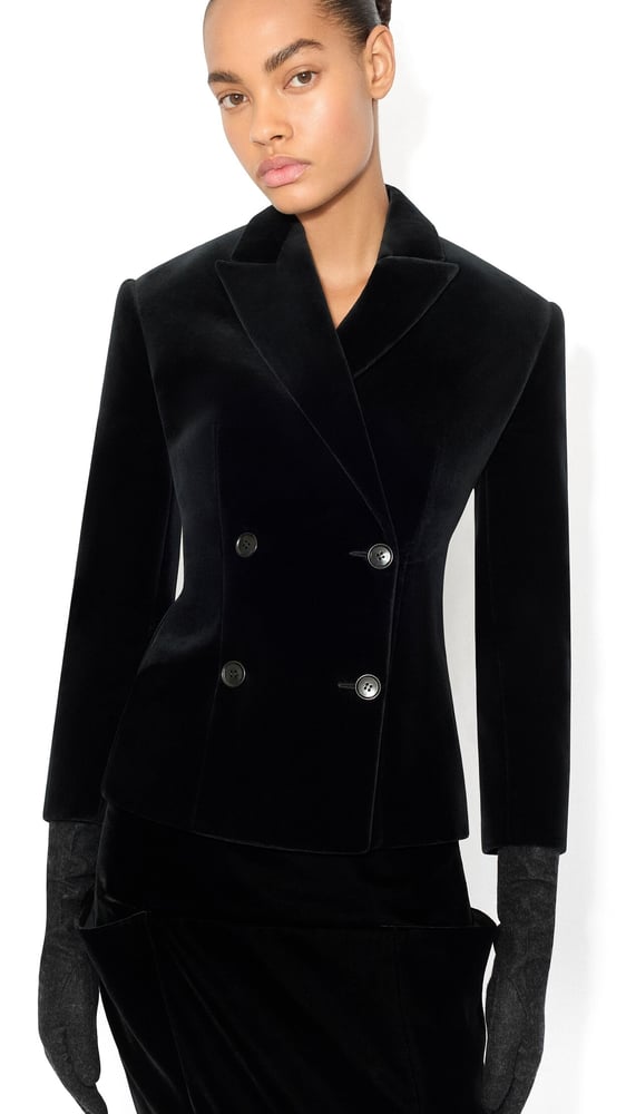 VESTE À DOUBLE BOUTONNAGE EN VELOURS