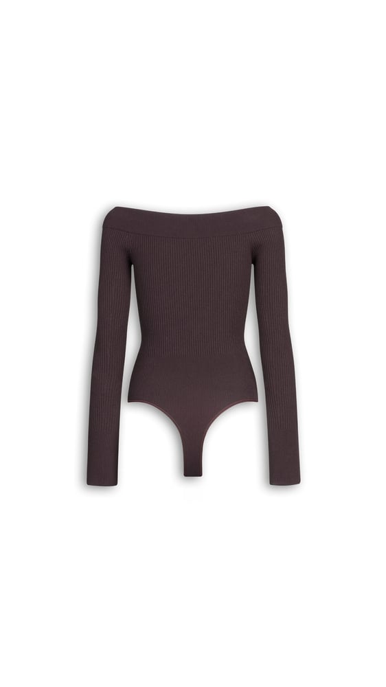 BODY ÉPAULES NUES EN MAILLE CÔTELÉE