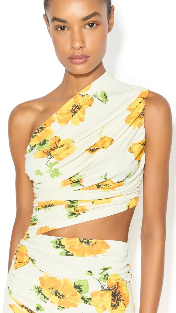 ROBE ASYMÉTRIQUE À IMPRIMÉS