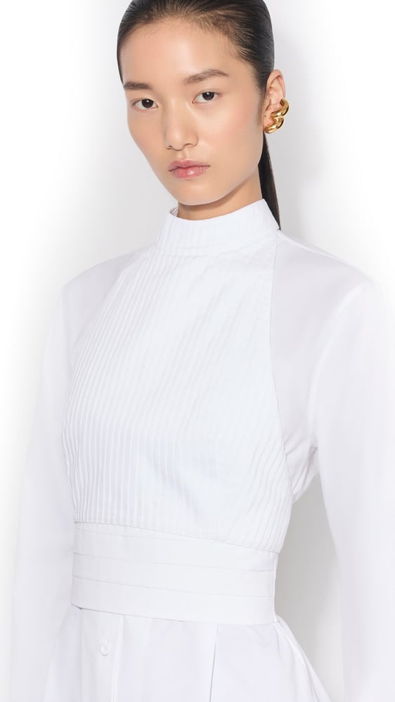 ROBE À PLASTRON EN POPELINE DE COTON