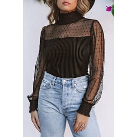 Sheer Dotty Ribbed Velvet Bodysuit