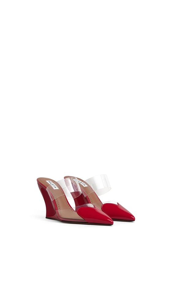 MULES COMPENSÉES LE CŒUR EN CUIR VERNI