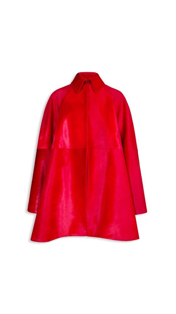 MANTEAU TRAPÈZE EN CUIR PONY