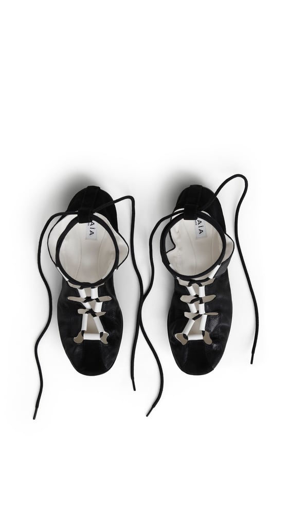 BALLERINES À LACETS FOLD EN CUIR