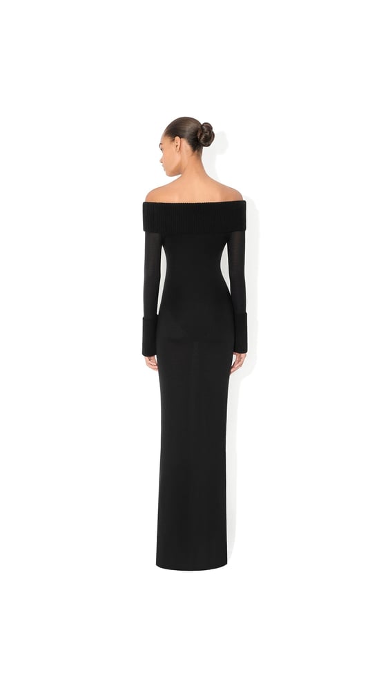 ROBE ÉPAULES NUES EN MAILLE MÉRINOS