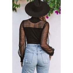 Sheer Dotty Ribbed Velvet Bodysuit