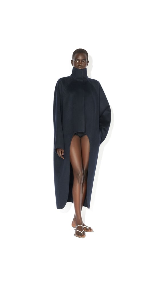 MANTEAU ASYMETRIQUE EN CACHEMIRE
