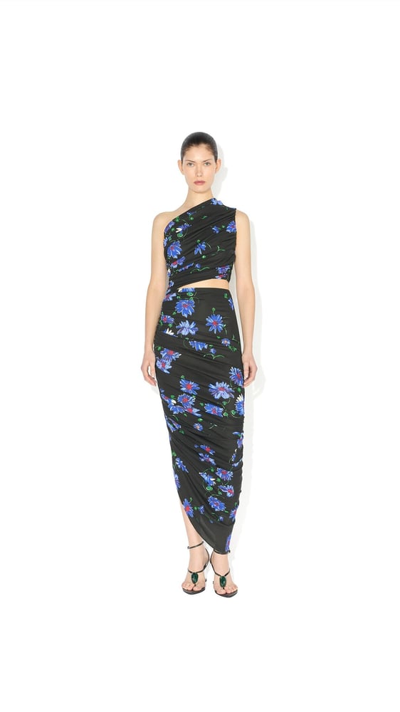 ROBE ASYMÉTRIQUE À IMPRIMÉS