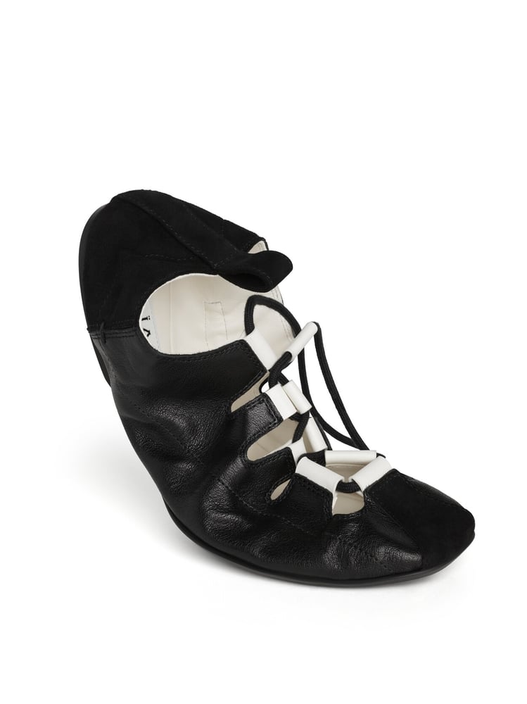 BALLERINES À LACETS FOLD EN CUIR
