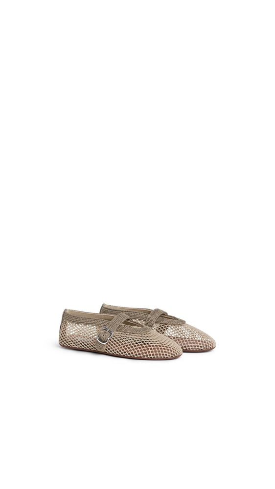 BALLERINES EN RÉSILLE ET SATIN TRESSÉ