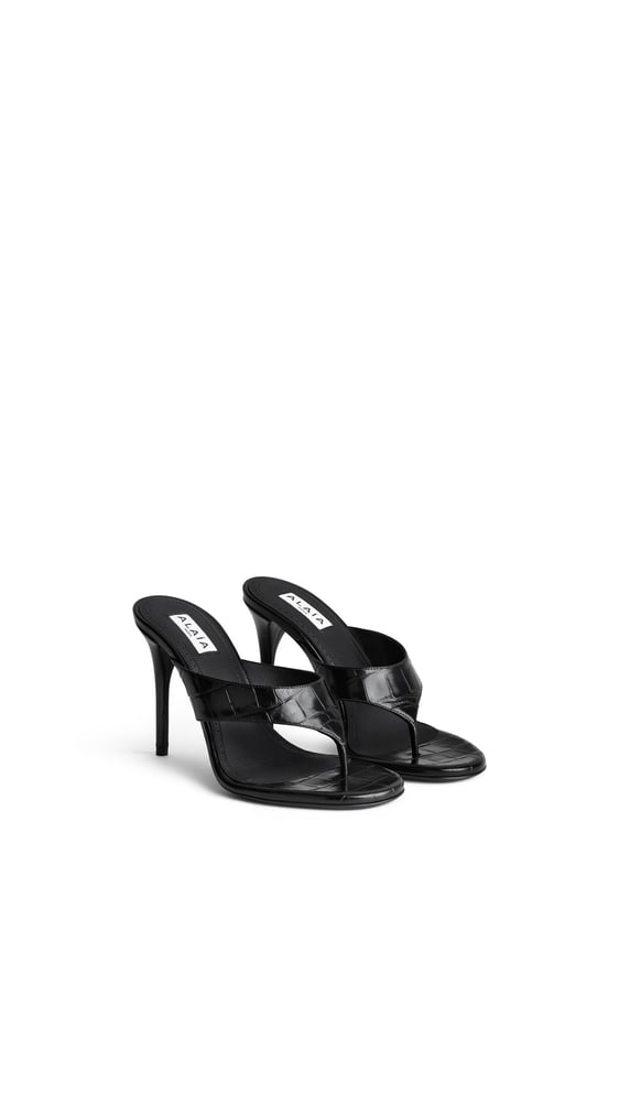MULES TONG EN CUIR EMBOSSÉ CROCODILE