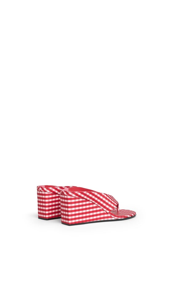 MULES TONG CUBE À IMPRIMÉ VICHY