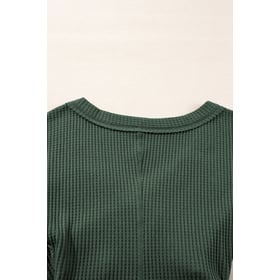 Waffle Knit Slim Fit Wrap V Neck Bodysuit