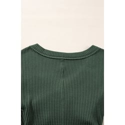 Waffle Knit Slim Fit Wrap V Neck Bodysuit