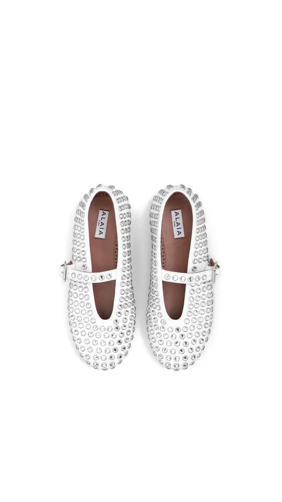 BALLERINES EN CUIR À STRASS