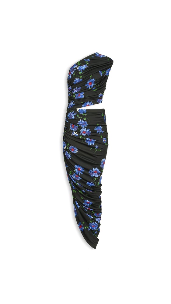 ROBE ASYMÉTRIQUE À IMPRIMÉS