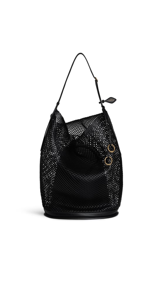 SAC HIP BUCKET LARGE EN CUIR TRESSÉ