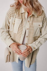Houndstooth Corduroy Flap Pocket Shacket
