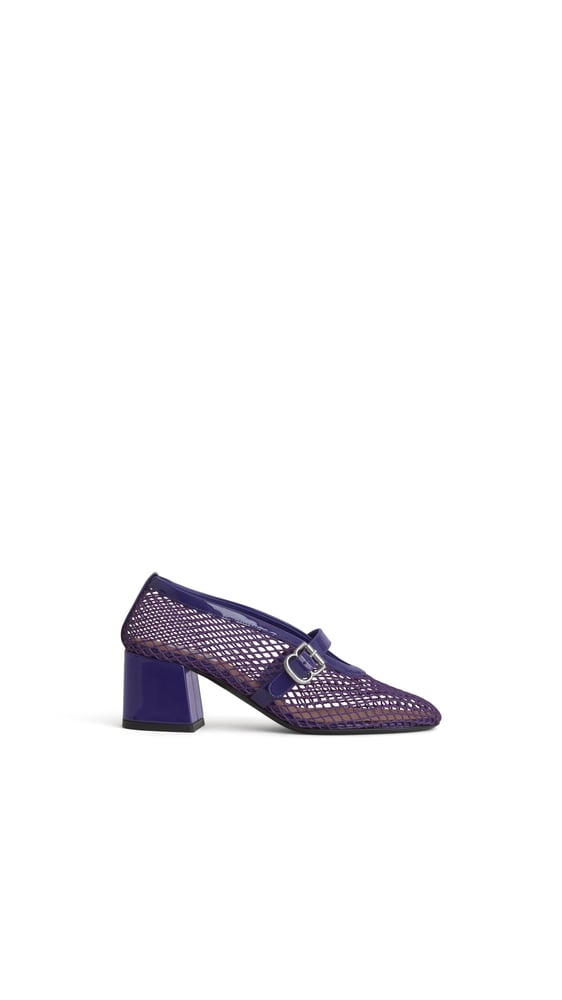 MARY JANES EN RÉSILLE ET CUIR VERNI