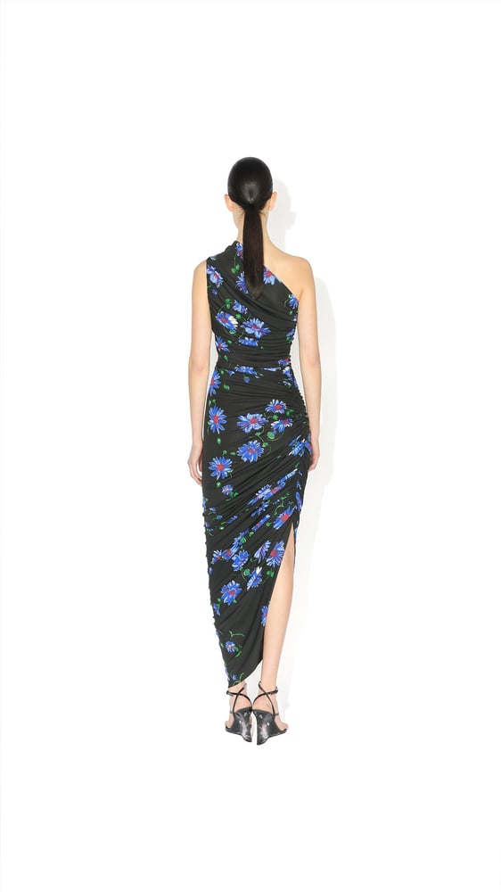 ROBE ASYMÉTRIQUE À IMPRIMÉS
