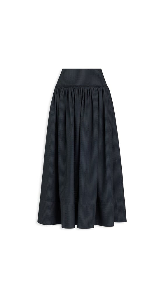 JUPE TRAPEZE EN COTON AJOURÉ