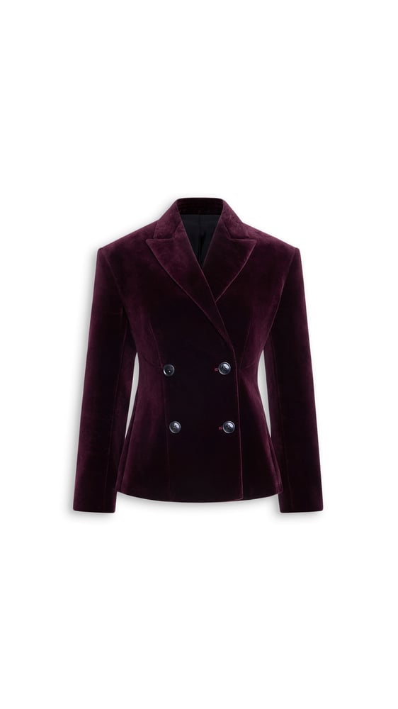 VESTE À DOUBLE BOUTONNAGE EN VELOURS