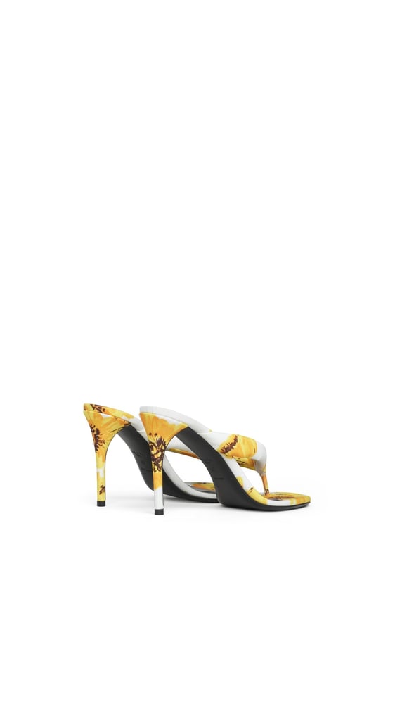 MULES TONG À TALON MOTIF FLORAL