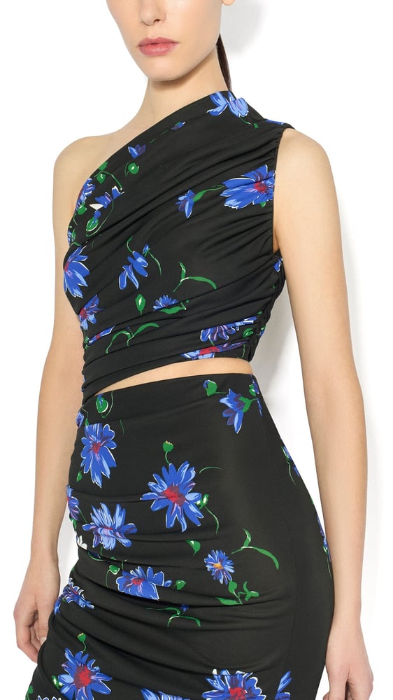 ROBE ASYMÉTRIQUE À IMPRIMÉS
