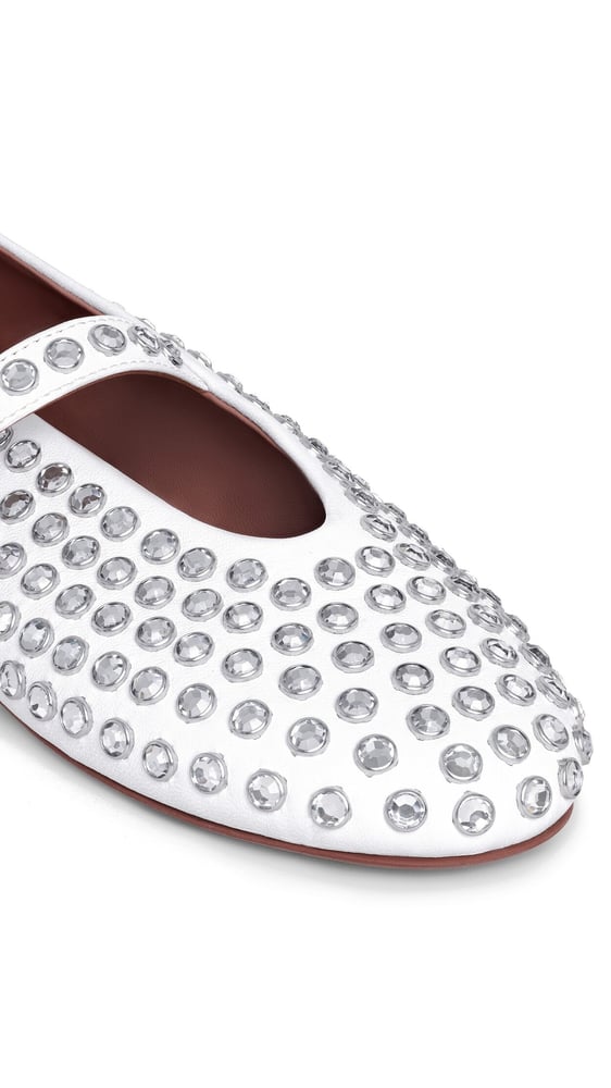 BALLERINES EN CUIR À STRASS