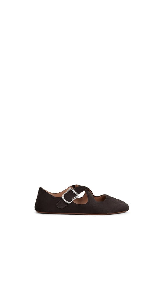 BALLERINES CRISS CROSS EN CUIR PONY